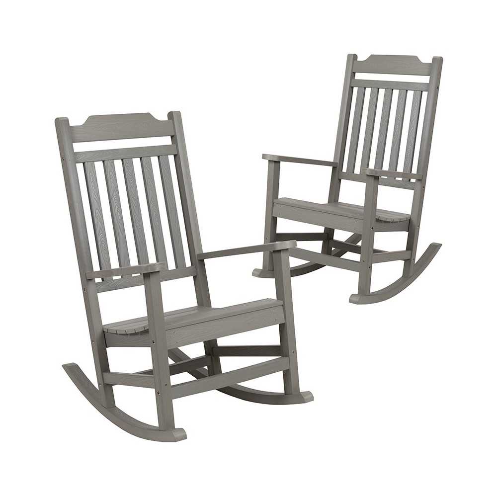 Set of 2 Winston All-Weather Rocking Chair in Gray Faux Wood