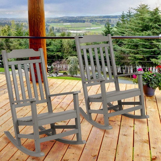 Set of 2 Winston All-Weather Rocking Chair in Gray Faux Wood