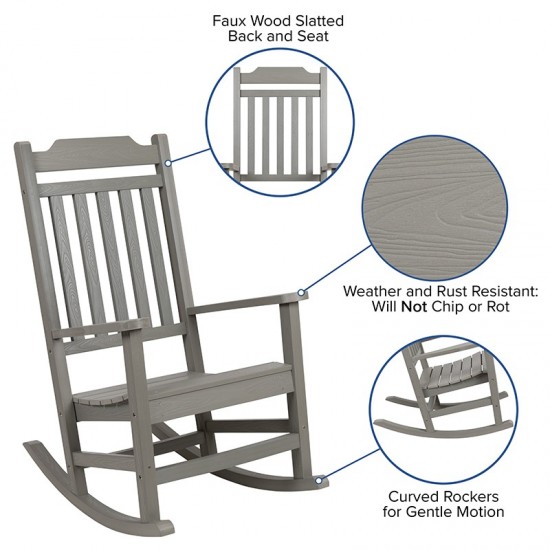 Set of 2 Winston All-Weather Rocking Chair in Gray Faux Wood