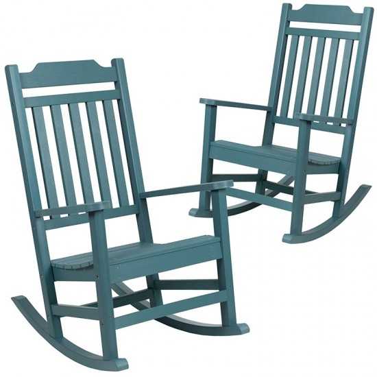 Set of 2 Winston All-Weather Rocking Chair in Teal Faux Wood