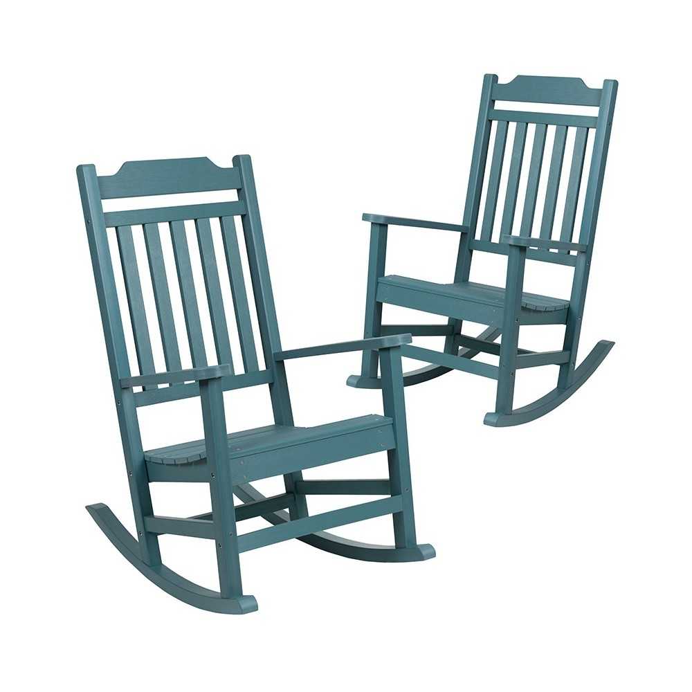 Set of 2 Winston All-Weather Rocking Chair in Teal Faux Wood