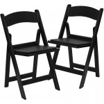 Folding Chairs with Padded Seats | Set of 2 Black Resin Folding Chair with Vinyl Padded Seat