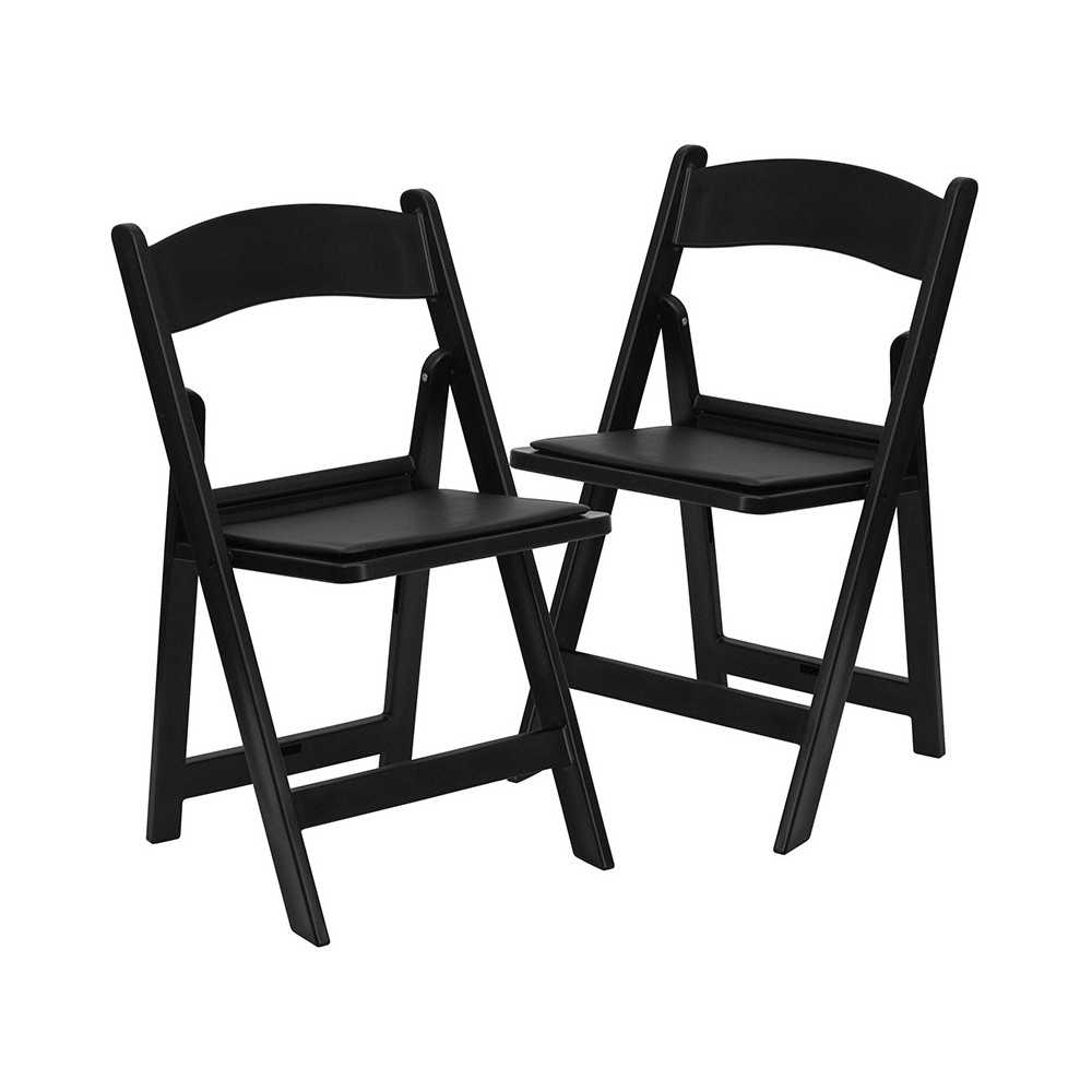 Folding Chairs with Padded Seats | Set of 2 Black Resin Folding Chair with Vinyl Padded Seat