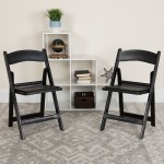 Folding Chairs with Padded Seats | Set of 2 Black Resin Folding Chair with Vinyl Padded Seat