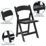 Folding Chairs with Padded Seats | Set of 2 Black Resin Folding Chair with Vinyl Padded Seat