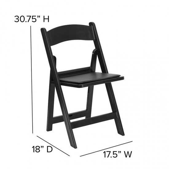 Folding Chairs with Padded Seats | Set of 2 Black Resin Folding Chair with Vinyl Padded Seat