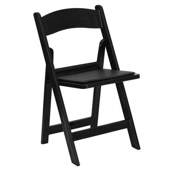 Folding Chairs with Padded Seats | Set of 2 Black Resin Folding Chair with Vinyl Padded Seat