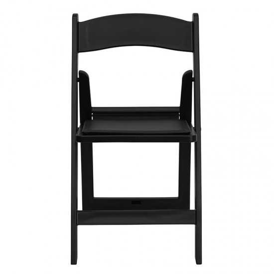 Folding Chairs with Padded Seats | Set of 2 Black Resin Folding Chair with Vinyl Padded Seat