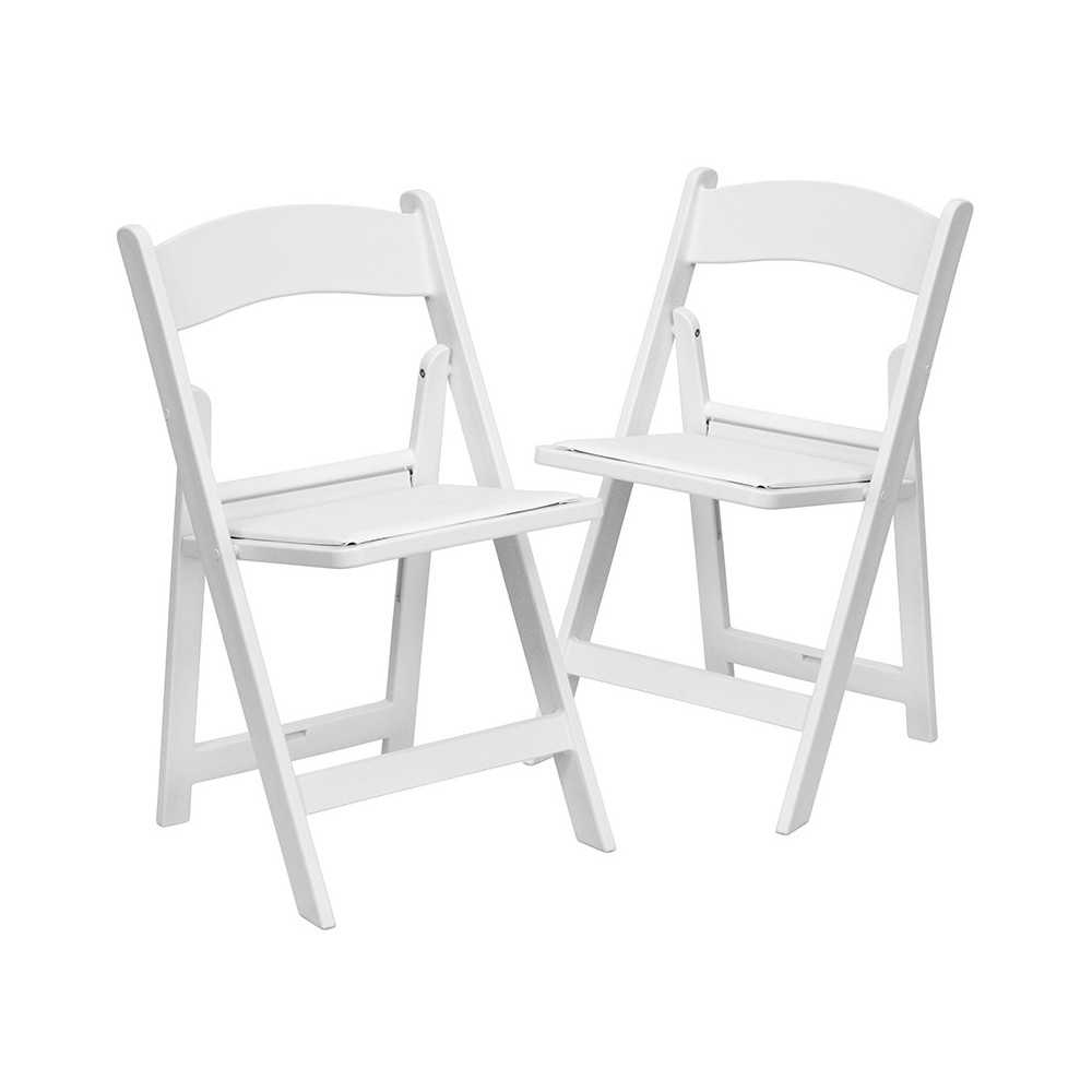 Folding Chairs with Padded Seats | Set of 2 White Resin Folding Chair with Vinyl Padded Seat