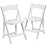 Folding Chairs with Padded Seats | Set of 2 White Resin Folding Chair with Vinyl Padded Seat