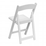 Folding Chairs with Padded Seats | Set of 2 White Resin Folding Chair with Vinyl Padded Seat