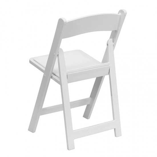 Folding Chairs with Padded Seats | Set of 2 White Resin Folding Chair with Vinyl Padded Seat