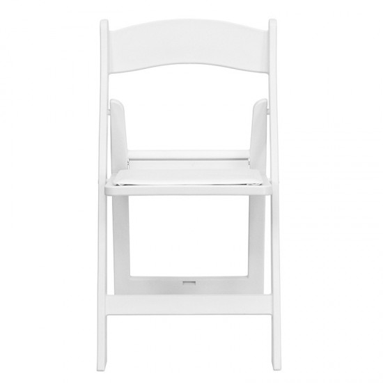 Folding Chairs with Padded Seats | Set of 2 White Resin Folding Chair with Vinyl Padded Seat