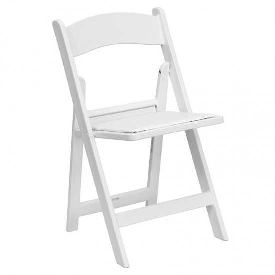 Folding Chairs with Padded Seats | Set of 2 White Resin Folding Chair with Vinyl Padded Seat