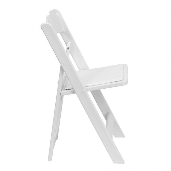 Folding Chairs with Padded Seats | Set of 2 White Resin Folding Chair with Vinyl Padded Seat