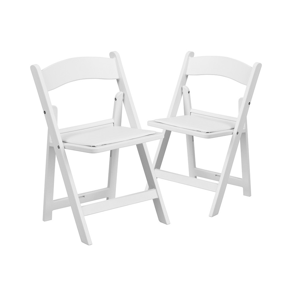 Kids Folding Chairs with Padded Seats | Set of 2 White Resin Folding Chair with Vinyl Padded Seat for Kids