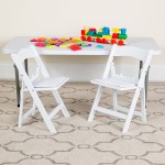 Kids Folding Chairs with Padded Seats | Set of 2 White Resin Folding Chair with Vinyl Padded Seat for Kids