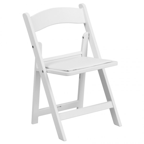 Kids Folding Chairs with Padded Seats | Set of 2 White Resin Folding Chair with Vinyl Padded Seat for Kids