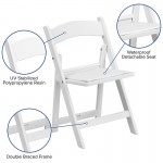 Kids Folding Chairs with Padded Seats | Set of 2 White Resin Folding Chair with Vinyl Padded Seat for Kids