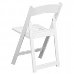 2 Pack 1000 lb. Capacity White Resin Folding Chair with Slatted Seat