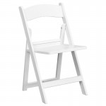 2 Pack 1000 lb. Capacity White Resin Folding Chair with Slatted Seat