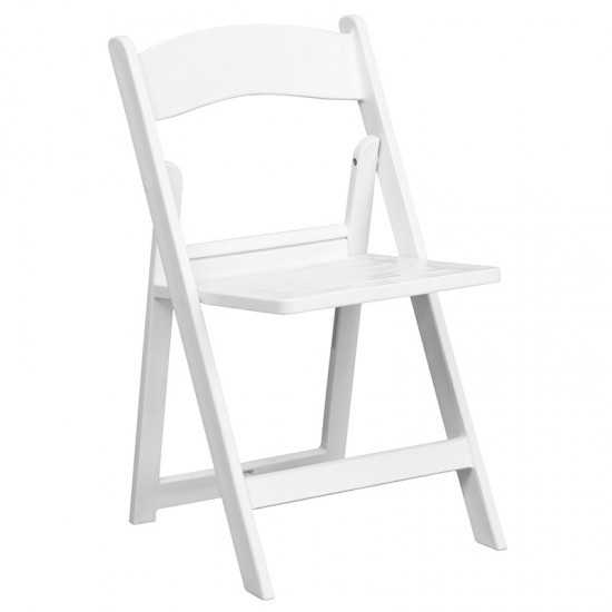 2 Pack 1000 lb. Capacity White Resin Folding Chair with Slatted Seat