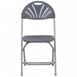 2 Pack 650 lb. Capacity Charcoal Plastic Fan Back Folding Chair