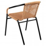 2 Pack Beige Rattan Indoor-Outdoor Restaurant Stack Chair