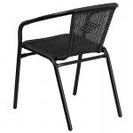 2 Pack Black Rattan Indoor-Outdoor Restaurant Stack Chair