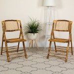 Bamboo Folding Chairs | Set of 2 Bamboo Wood Folding Chairs