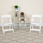 2 Pack White Wood Folding Chair with Vinyl Padded Seat