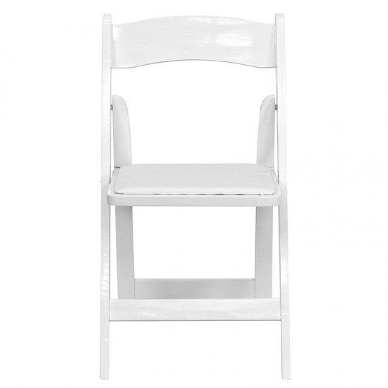 2 Pack White Wood Folding Chair with Vinyl Padded Seat