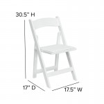 2 Pack White Wood Folding Chair with Vinyl Padded Seat