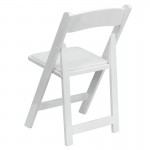 2 Pack White Wood Folding Chair with Vinyl Padded Seat