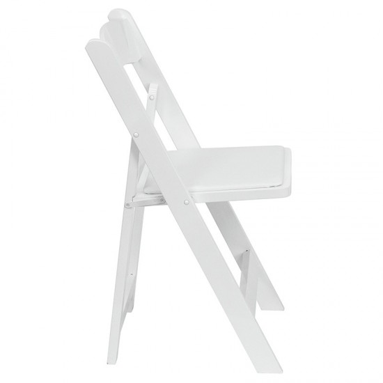 2 Pack White Wood Folding Chair with Vinyl Padded Seat