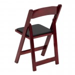 2 Pack Mahogany Wood Folding Chair with Vinyl Padded Seat