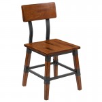 2 Pack Rustic Antique Walnut Industrial Wood Dining Chair