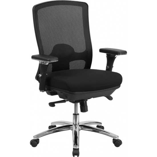 24/7 Intensive Use Big & Tall 350 lb. Rated Black Mesh Multifunction Swivel Ergonomic Office Chair