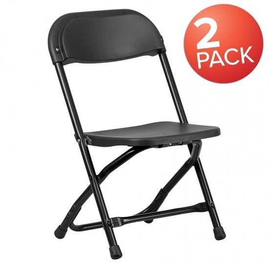 2 Pack Kids Black Plastic Folding Chair