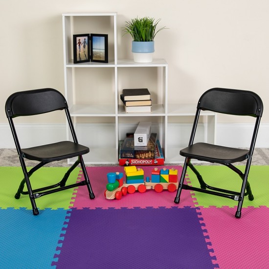 2 Pack Kids Black Plastic Folding Chair