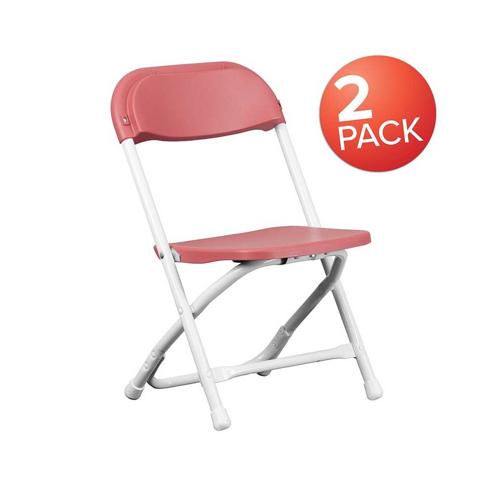 2 Pack Kids Burgundy Plastic Folding Chair