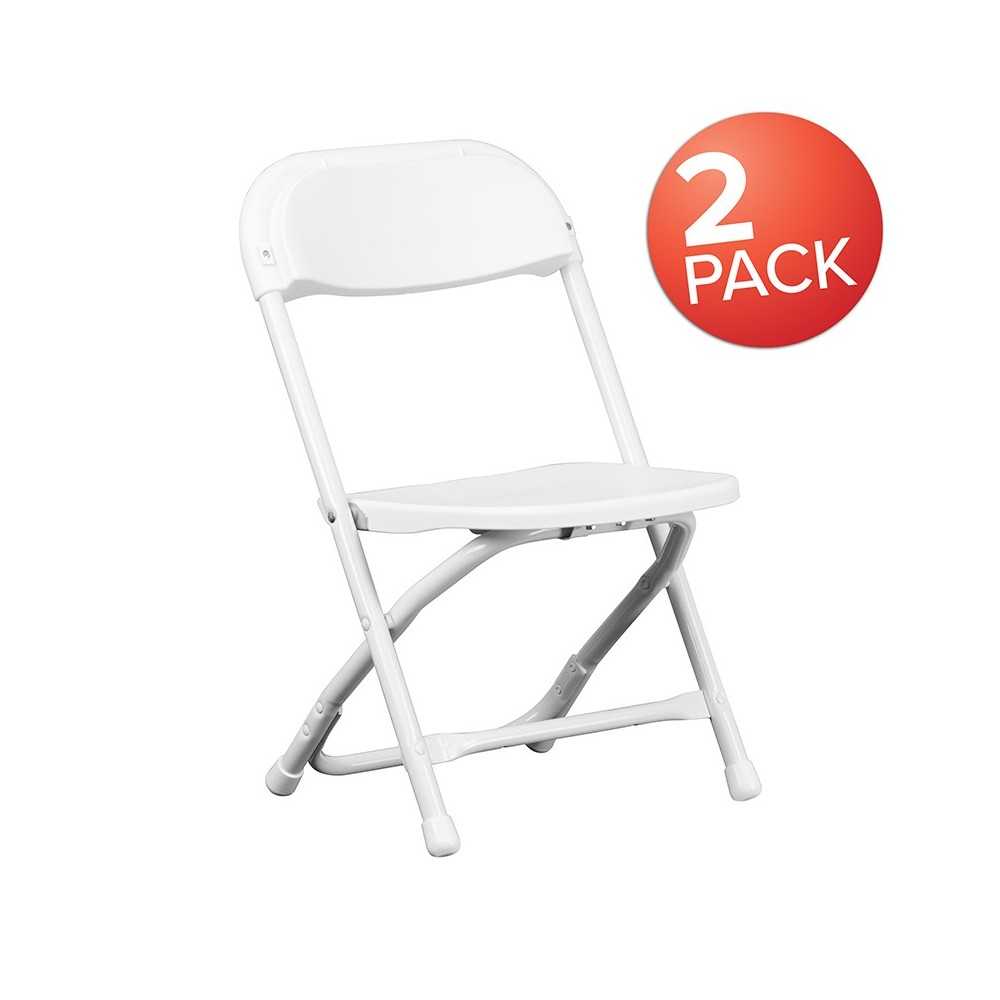 2 Pack Kids White Plastic Folding Chair