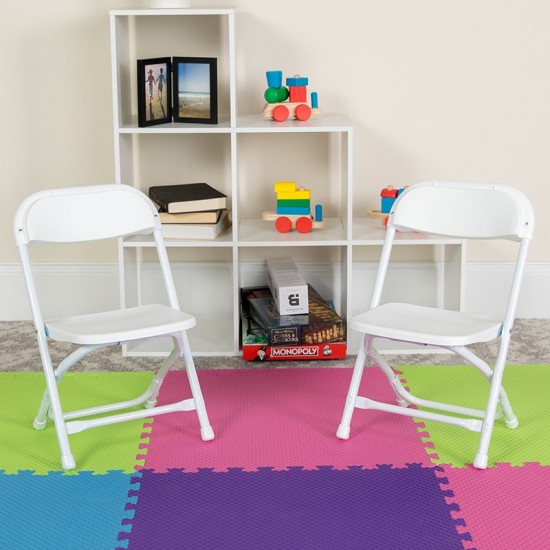 2 Pack Kids White Plastic Folding Chair