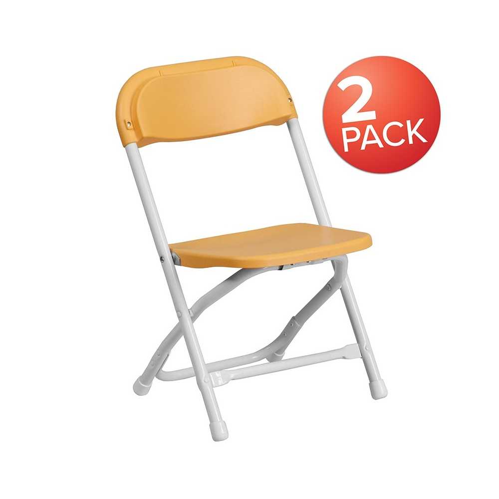 2 Pk. Kids Yellow Plastic Folding Chair