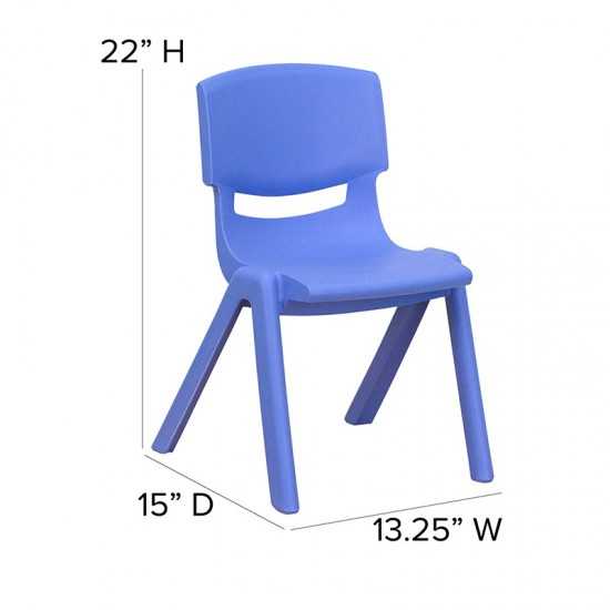 2 Pack Blue Plastic Stackable School Chair with 12" Seat Height