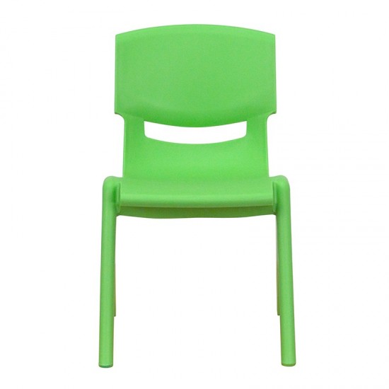 2 Pack Green Plastic Stackable School Chair with 12" Seat Height