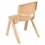 2 Pack Natural Plastic Stackable School Chair with 12" Seat Height