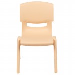 2 Pack Natural Plastic Stackable School Chair with 12" Seat Height