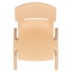 2 Pack Natural Plastic Stackable School Chair with 12" Seat Height