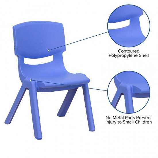 2 Pack Blue Plastic Stackable School Chair with 10.5'' Seat Height